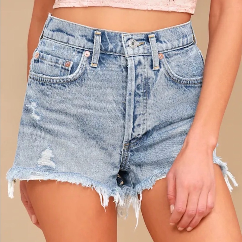 Agolde light wash Parker high waisted shorts